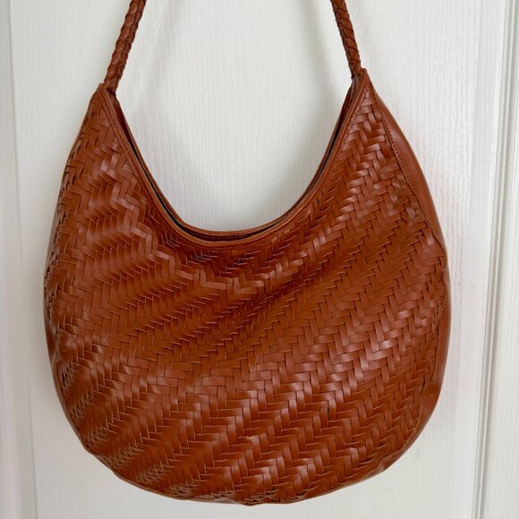 Bembien Bobbie Woven Leather Bag Sienna Cognac Brown - Picture 3 of 16